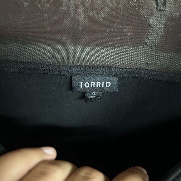 Torrid Mesh Long Sleeve Black Sweatshirt Dress Stretch Solid Plus Size 4X - Picture 2 of 3